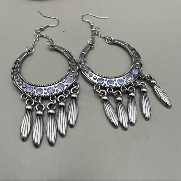 Jewelry - Silver and Blue Dangle Earrings